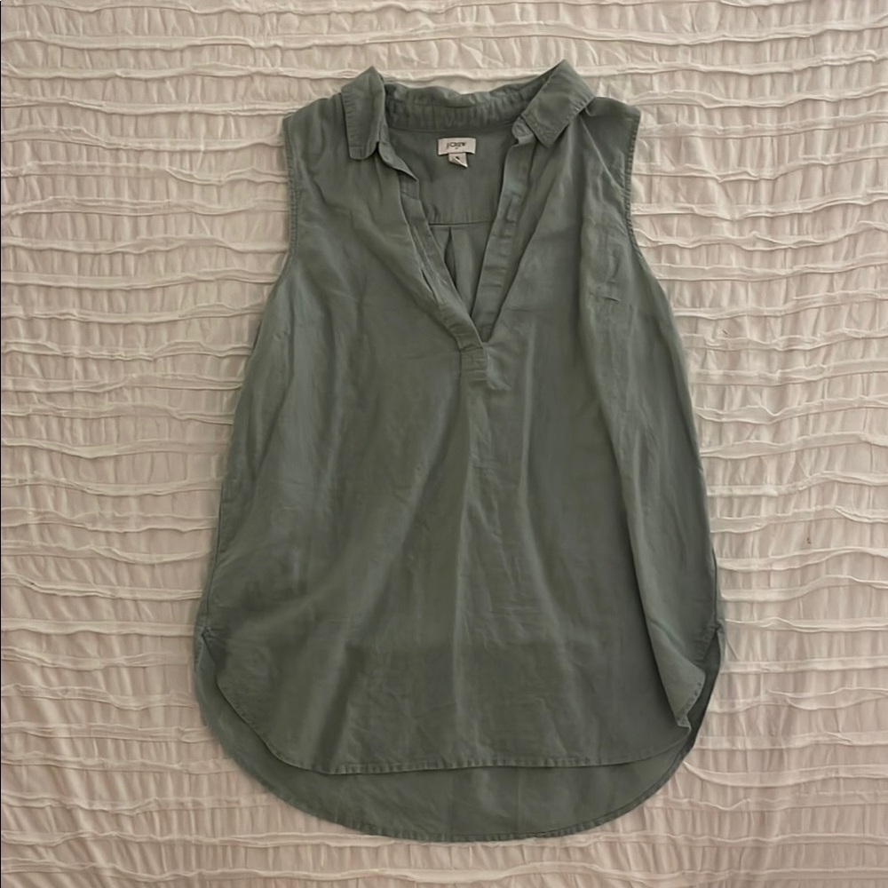 J.Crew Linen Sleeveless Green Top | size: small
